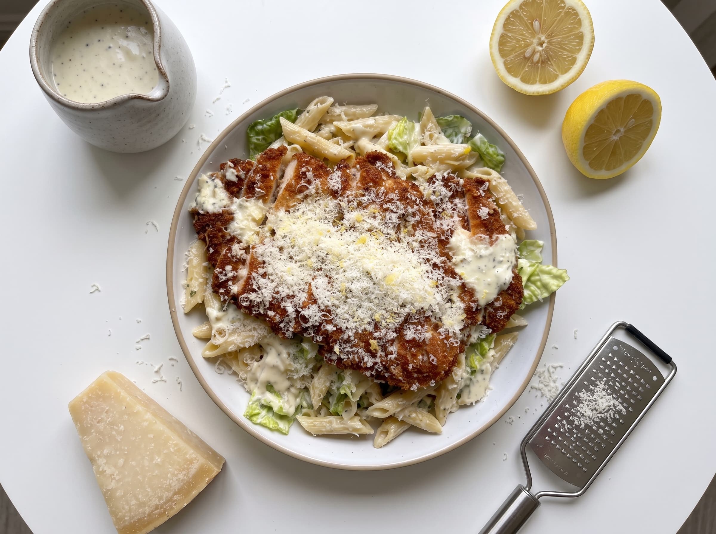 Crispy Chicken Caesar Pasta Salad ingredients