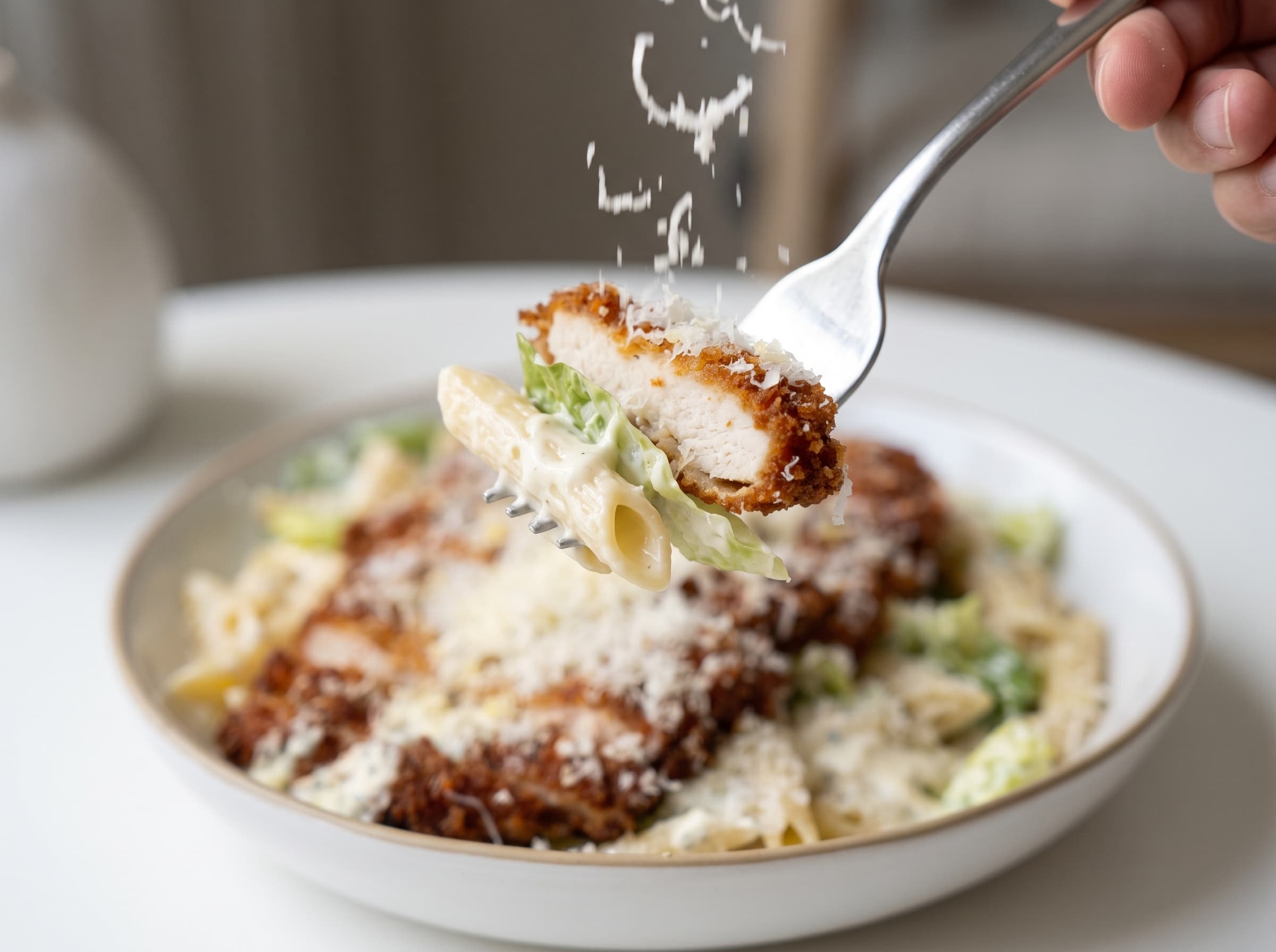 Crispy Chicken Caesar Pasta Salad — step 1
