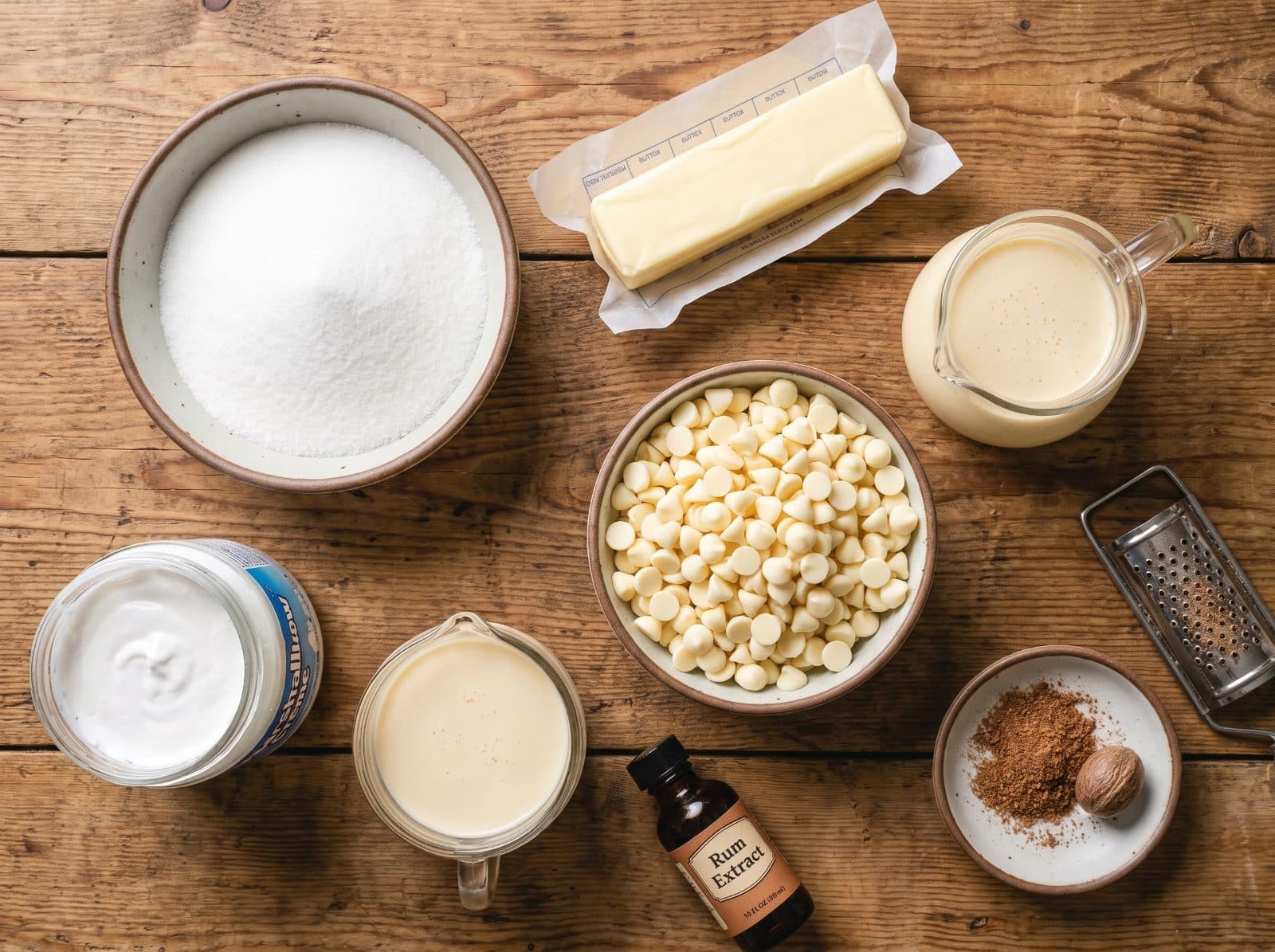 Eggnog Fudge ingredients