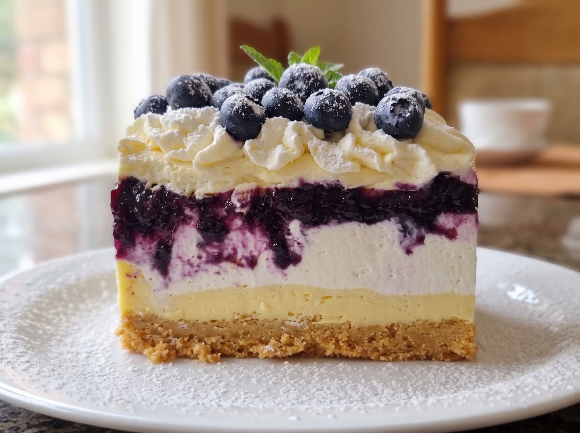 Lemon Blueberry Shortbread Mousse Cake — step 3